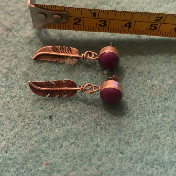 S s  charoite stone vintage Navajo earrings - Picture 3 of 4